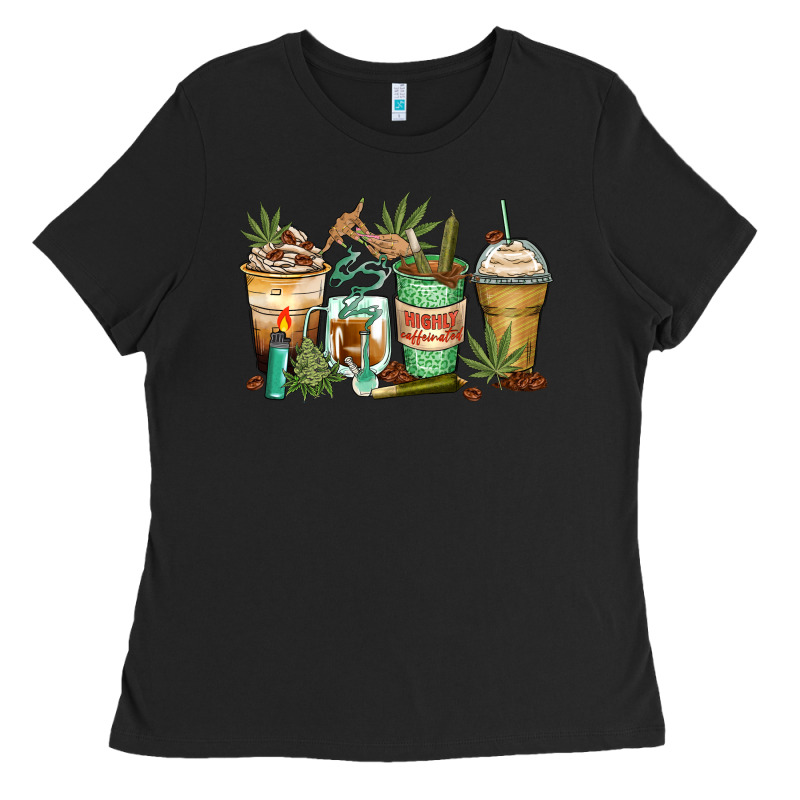 Highly Caffeinated Coffee Cups Ladies Tee by Zillion Design Studio | Teevron