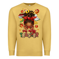 Antique Gold one merry teacher afro messy bun Premium Sweatshirt - texasbilliewilder