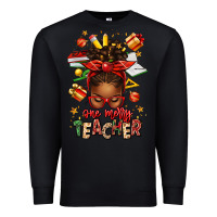 Black one merry teacher afro messy bun Premium Sweatshirt - texasbilliewilder