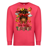 Cardinal one merry teacher afro messy bun Premium Sweatshirt - texasbilliewilder