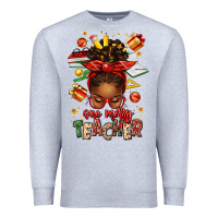 Heather Grey one merry teacher afro messy bun Premium Sweatshirt - texasbilliewilder