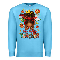 Ocean Blue one merry teacher afro messy bun Premium Sweatshirt - texasbilliewilder