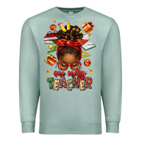 Seafoam one merry teacher afro messy bun Premium Sweatshirt - texasbilliewilder