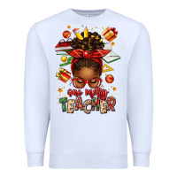 White one merry teacher afro messy bun Premium Sweatshirt - texasbilliewilder
