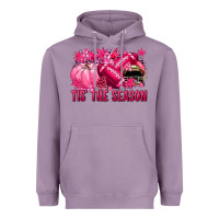 Lavender Tis' the season Football Breast Cancer Heavyweight Hoodie - NancyCooperArtShop
