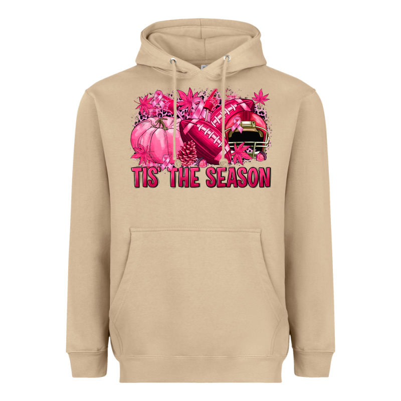 Tis' The Season Football Breast Cancer Heavyweight Hoodie by NancyCooperArtShop | Teevron