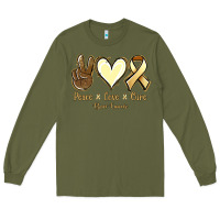 Army Green Peace love cure Bone Cancer Long Sleeve Tee - NancyCooperArtShop