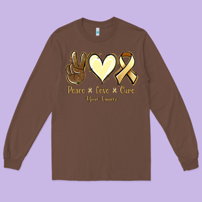 Peace Love Cure Bone Cancer Long Sleeve Tee Designed By Nancycooperartshop