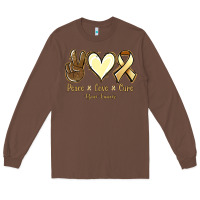 Chestnut Peace love cure Bone Cancer Long Sleeve Tee - NancyCooperArtShop
