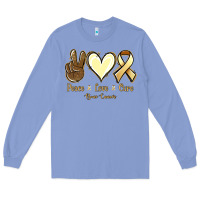 Colony Blue Peace love cure Bone Cancer Long Sleeve Tee - NancyCooperArtShop