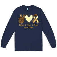 Navy Peace love cure Bone Cancer Long Sleeve Tee - NancyCooperArtShop