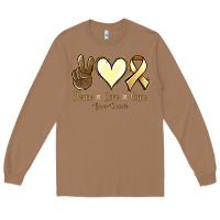 Toasted Coconut Peace love cure Bone Cancer Long Sleeve Tee - NancyCooperArtShop