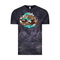 Cloud Black cowhide leopard turquoise patch Vintage Tee - AdoDesignShop