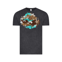 Vintage Black cowhide leopard turquoise patch Vintage Tee - AdoDesignShop