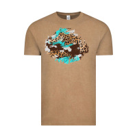 Vintage Coffee cowhide leopard turquoise patch Vintage Tee - AdoDesignShop