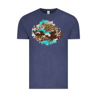 Vintage Denim cowhide leopard turquoise patch Vintage Tee - AdoDesignShop