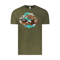 Vintage Olive cowhide leopard turquoise patch Vintage Tee - AdoDesignShop