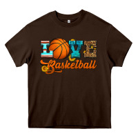 Chocolate Brown love basketball Heavy Core Tee - HRA Design Shop