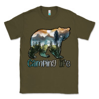 Army Green camping bear Classic Tee - MaliasSmallBusiness