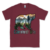 Burgundy camping bear Classic Tee - MaliasSmallBusiness