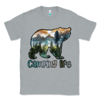 Heather Grey camping bear Classic Tee - MaliasSmallBusiness