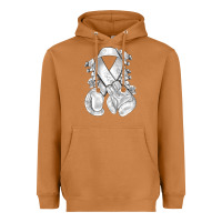 Meerkat Lung Cancer white ribbon with boxing gloves Heavyweight Hoodie - NancyCooperArtShop