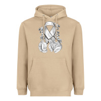 Mushroom Lung Cancer white ribbon with boxing gloves Heavyweight Hoodie - NancyCooperArtShop