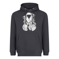Lung Cancer White Ribbon With Boxing Gloves Heavyweight Hoodie | Teevron