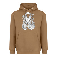 Toasted Coconut Lung Cancer white ribbon with boxing gloves Heavyweight Hoodie - NancyCooperArtShop