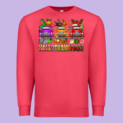 Hallothanksmas Trucks Premium Sweatshirt Designed By Texasbilliewilder