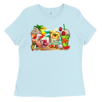 Baby Blue summer vibes coffee cups Ladies Tee - Zillion Design Studio