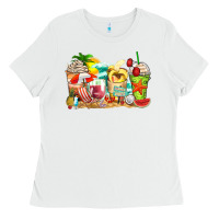 White summer vibes coffee cups Ladies Tee - Zillion Design Studio