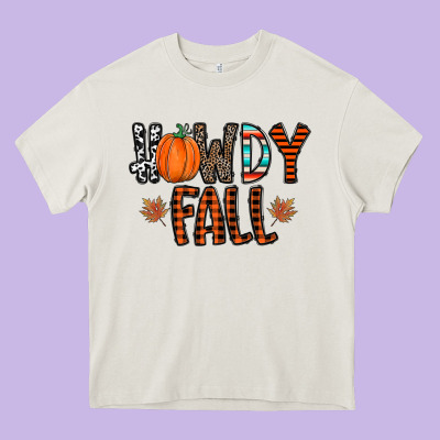 Howdy Fall Heavy Core Tee Designed By Cowhidedigitalart