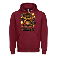 Burgundy birthday queen afro messy bun Zipper Hoodie - Artiststas