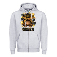 Heather Grey birthday queen afro messy bun Zipper Hoodie - Artiststas