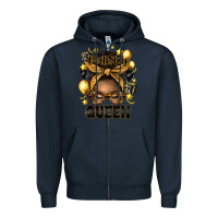 Navy birthday queen afro messy bun Zipper Hoodie - Artiststas