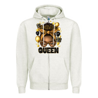 Oatmeal Heather birthday queen afro messy bun Zipper Hoodie - Artiststas