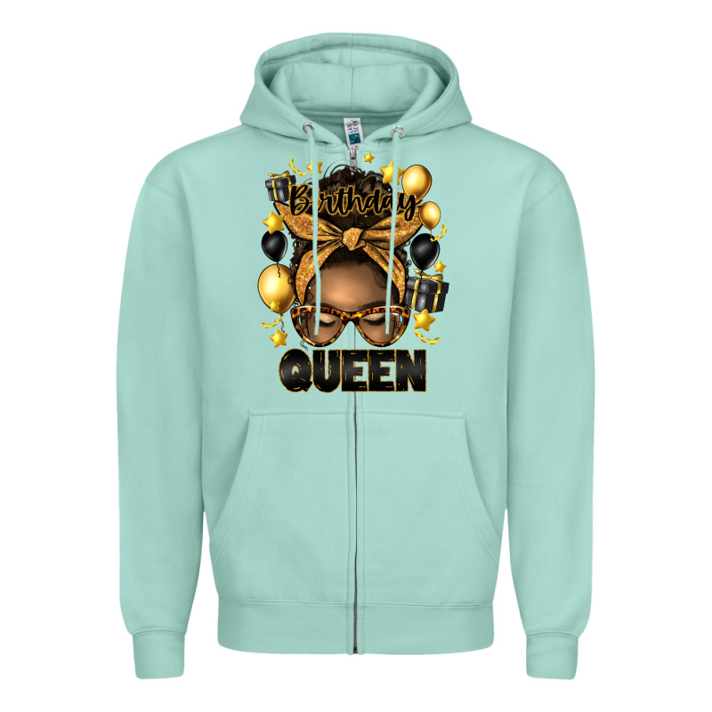 Birthday Queen Afro Messy Bun Zipper Hoodie by Artiststas | Teevron