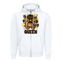 White birthday queen afro messy bun Zipper Hoodie - Artiststas