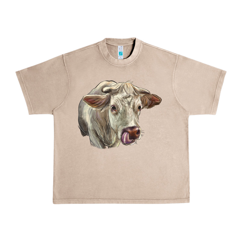 Charolais Cattle Face Urban Heavy Tee by LillyAllenDesigns | Teevron