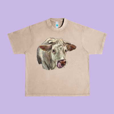 Charolais Cattle Face Urban Heavy Tee Designed By Lillyallendesigns