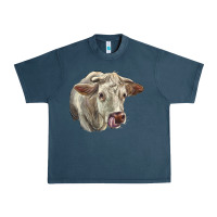 Midnight Navy Charolais Cattle Face Urban Heavy Tee - LillyAllenDesigns
