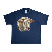 Navy Charolais Cattle Face Urban Heavy Tee - LillyAllenDesigns