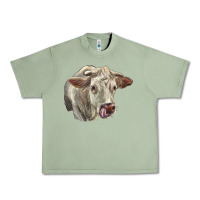 Oil Green Charolais Cattle Face Urban Heavy Tee - LillyAllenDesigns