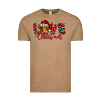 Love Christmas Highland Cow And Turquoise Gemstone Vintage Tee | Teevron