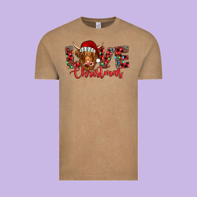 Love Christmas Highland Cow And Turquoise Gemstone Vintage Tee Designed By Jasminsmagicworld