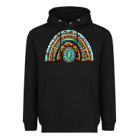 Black Western Rainbow with Leopard and Gemstone Heavyweight Hoodie - texasbilliewilder