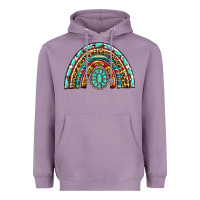 Lavender Western Rainbow with Leopard and Gemstone Heavyweight Hoodie - texasbilliewilder