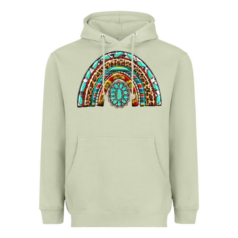 Western Rainbow With Leopard And Gemstone Heavyweight Hoodie by texasbilliewilder | Teevron