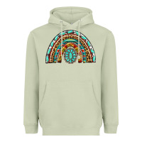 Matcha Western Rainbow with Leopard and Gemstone Heavyweight Hoodie - texasbilliewilder